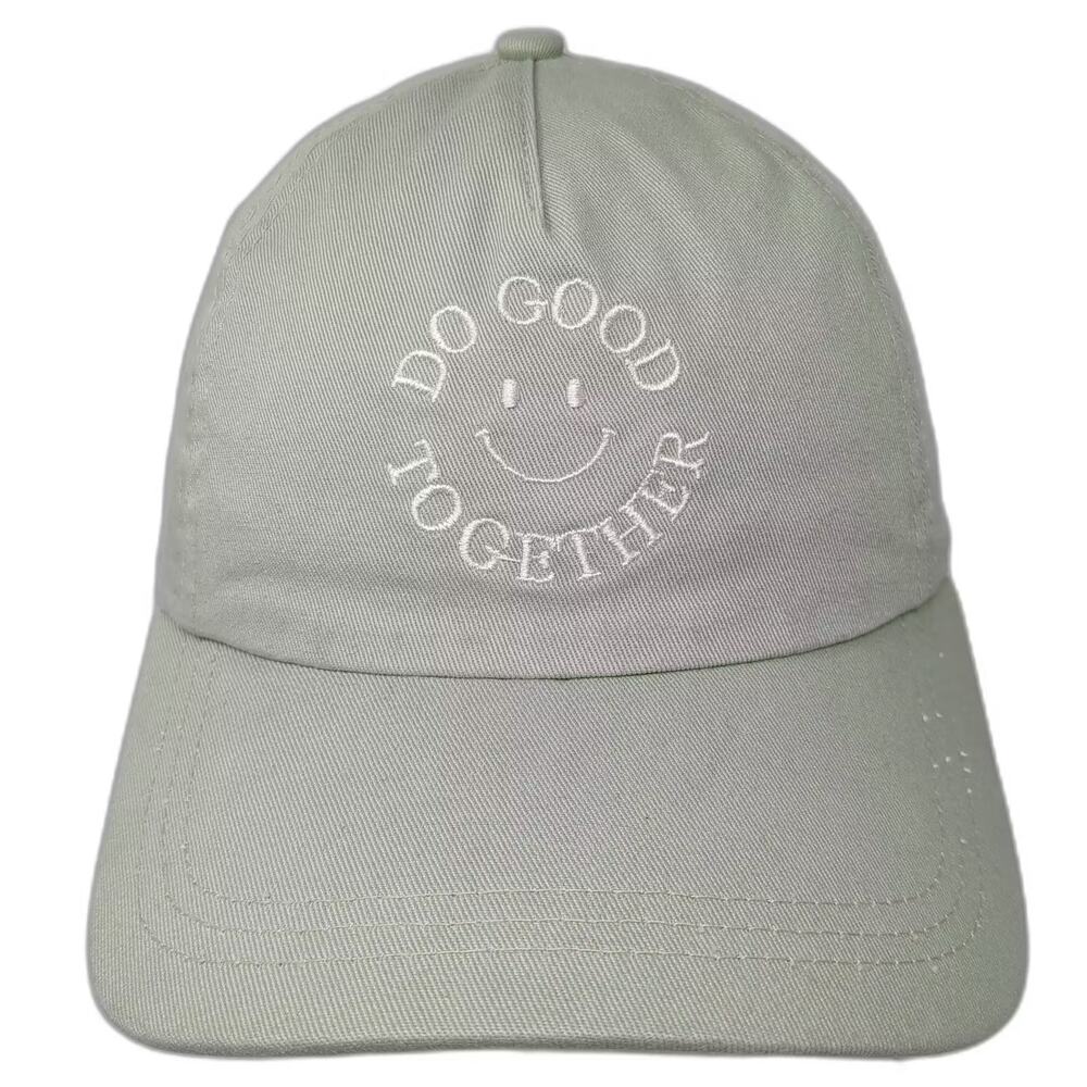 Universal Thread Baseball Cap Green White OS Slideback Embroidered Smiley Hat